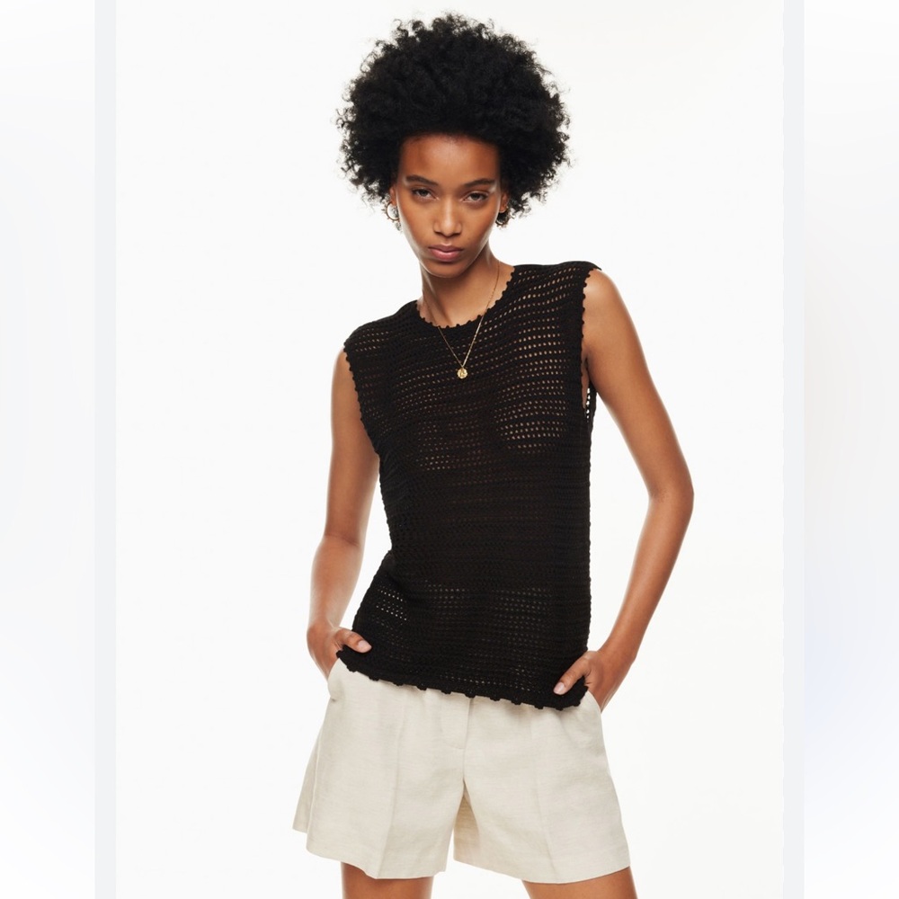 Aritzia Wilfred Peek Black Knit Tank Top